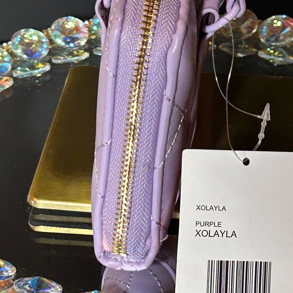 Betsey Johnson Purple XOLAYLA Clutch Crossbody 8.5” x 5” Quilted Bag NWT - Picture 5 of 16